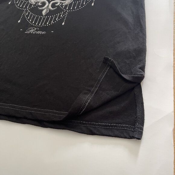 Hard Rock Cafe Rome Italy Tank Top S Womens Couture Roses Black V Strappy Back - Picture 3 of 9